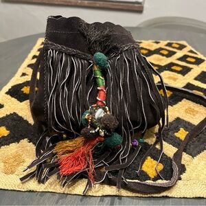 Jesslyn Blake Womens Hobo Bag Brown Suede Fringe  Bohemian Small